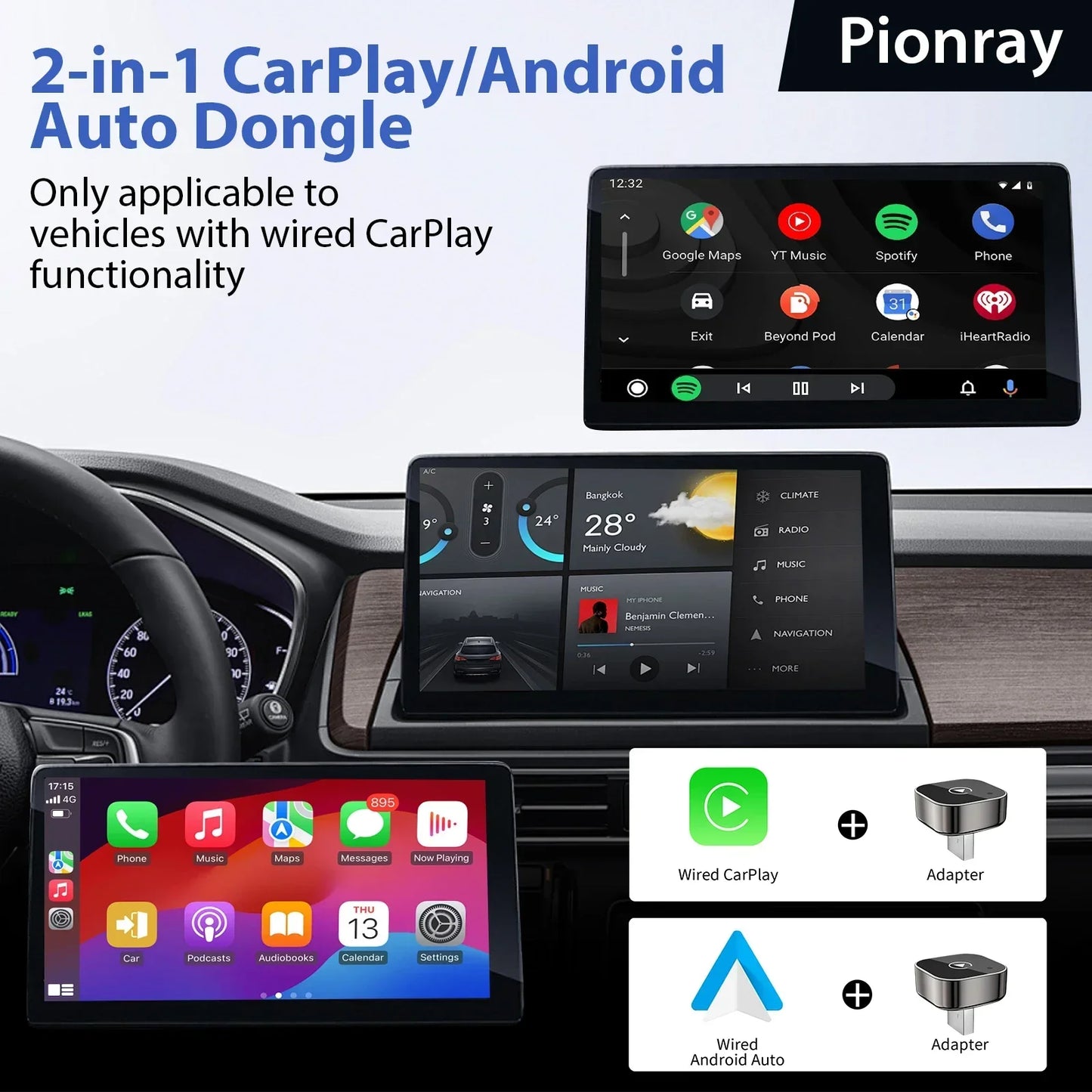 Boîte CarPlay &amp; Android Auto Sans Fil – Compatible 99% des Voitures avec CarPlay Câblé - 🎁-10% avec le code BIENVENUE10